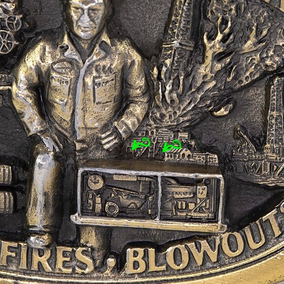 Red Adair Team Oil Well Fires Blowouts 25th Anniversary Belt Buckle Made In USA - Picture 4 of 10